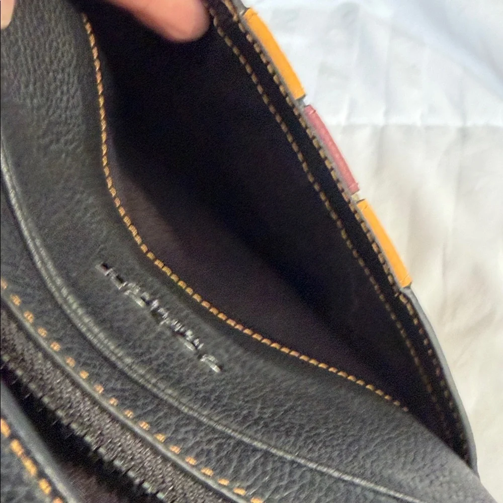 Coach Men’s Brown Signature Messenger Bag with Yellow & Red Stripes - Picture 3 of 8